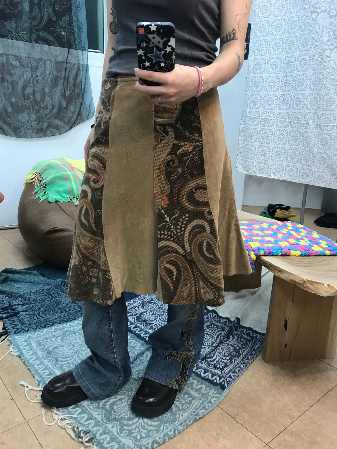 빈티지 여성 코듀로이 페이즐리 미디스커트  상품이미지1