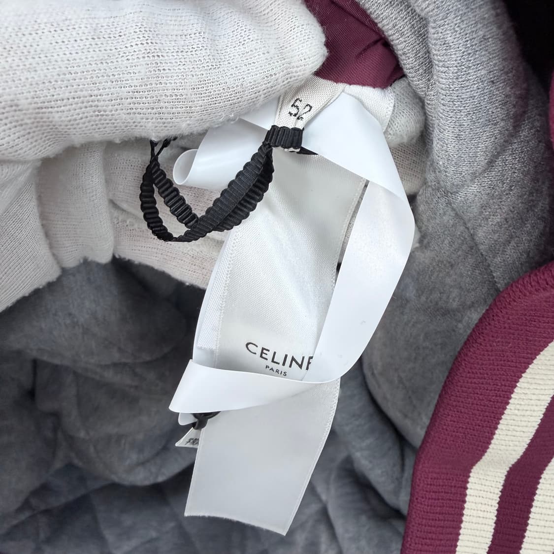 [S+급/52] 셀린느 테디 후드 백로고 봄버 바시티자켓 버건디 상품이미지7