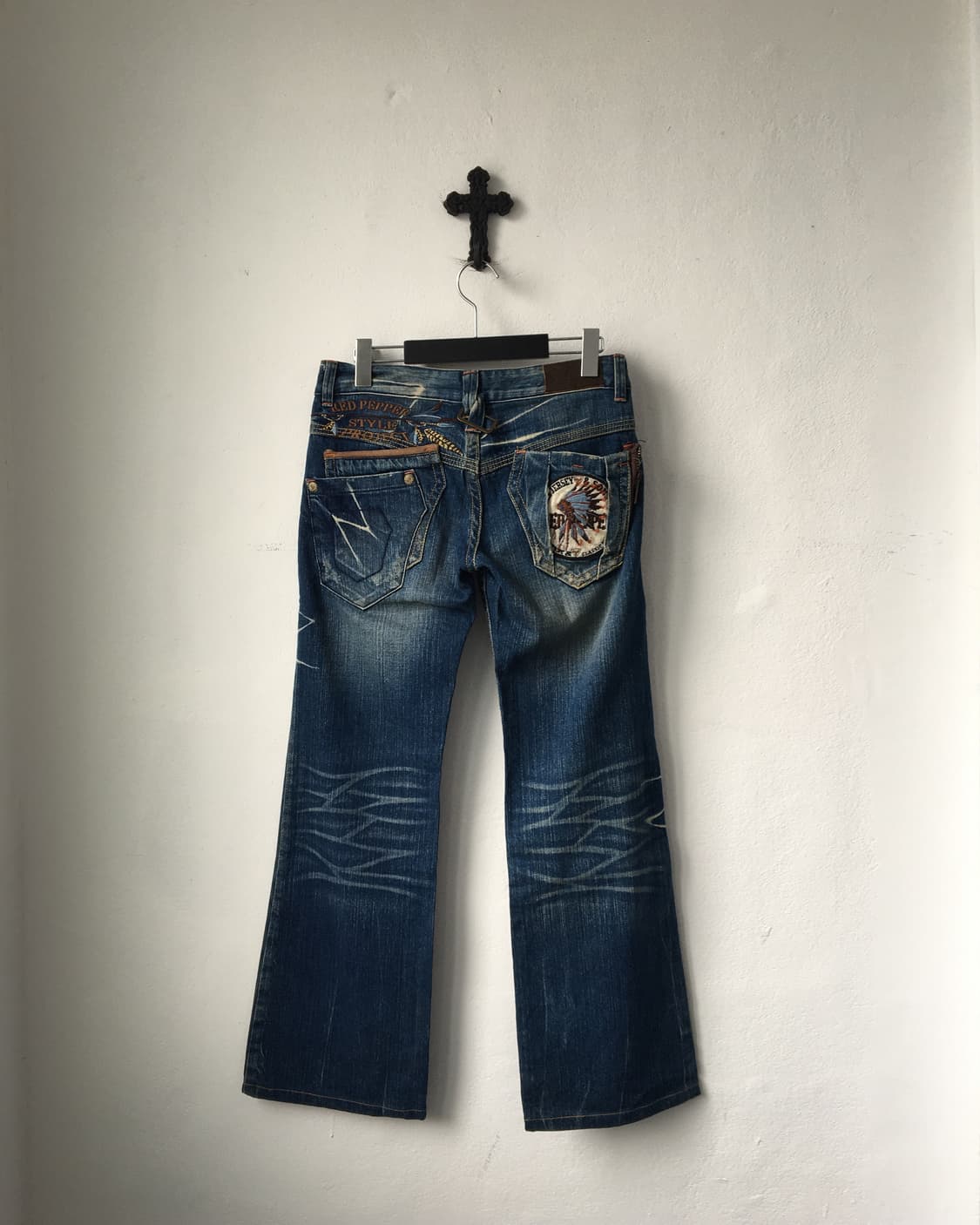 Red pepper back pocket point denim pants 상품이미지1