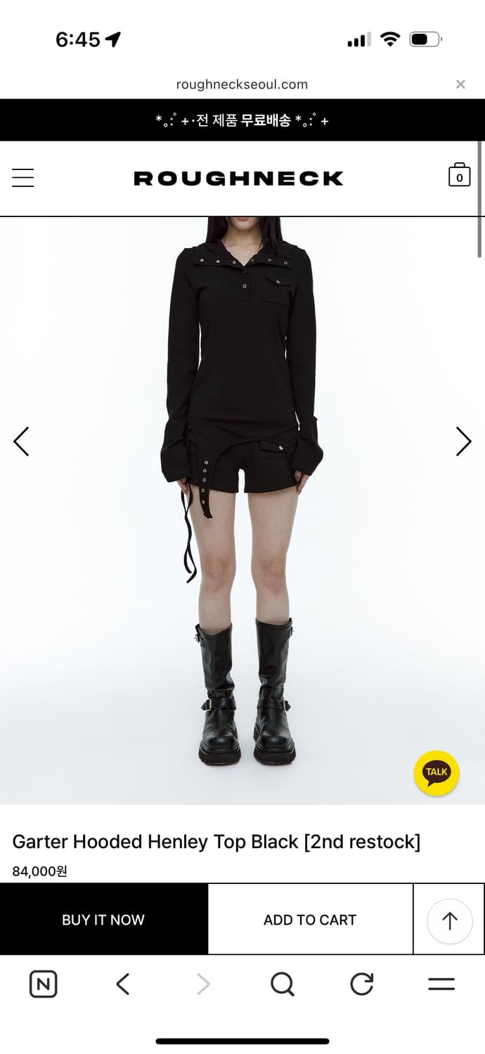  Garter Hooded Henley Top black 상품이미지2