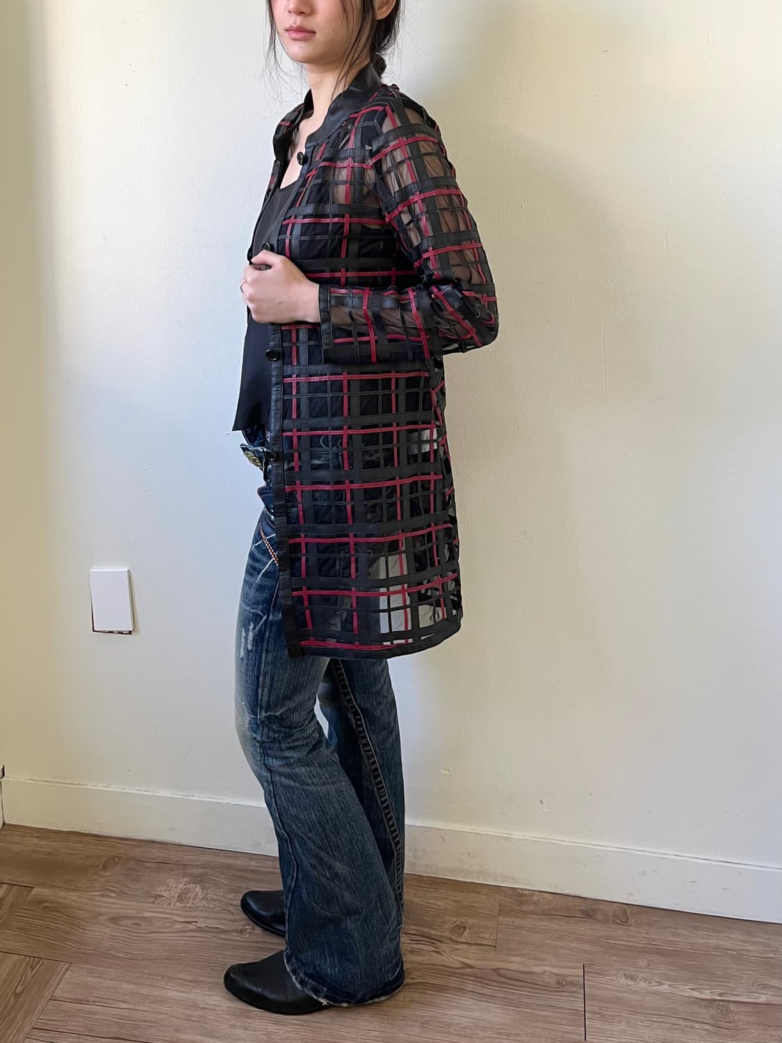 90’s ARBORENTE 시스루 레더 자켓 상품이미지6