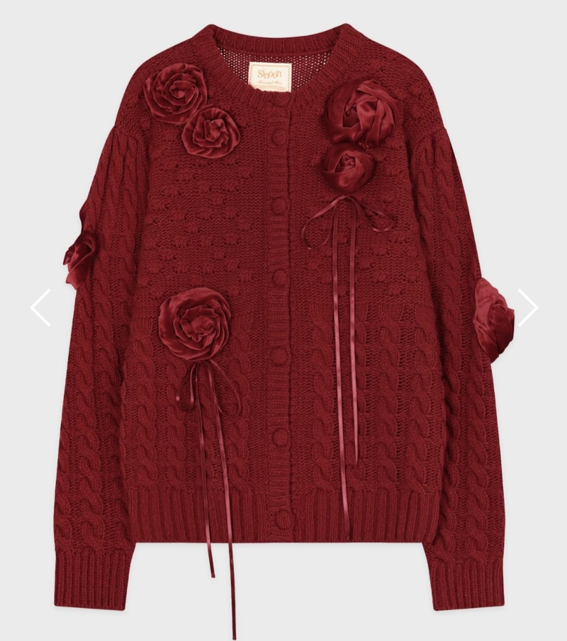 [구함] SN Rosette Volume Cardigan (Red) 상품이미지1