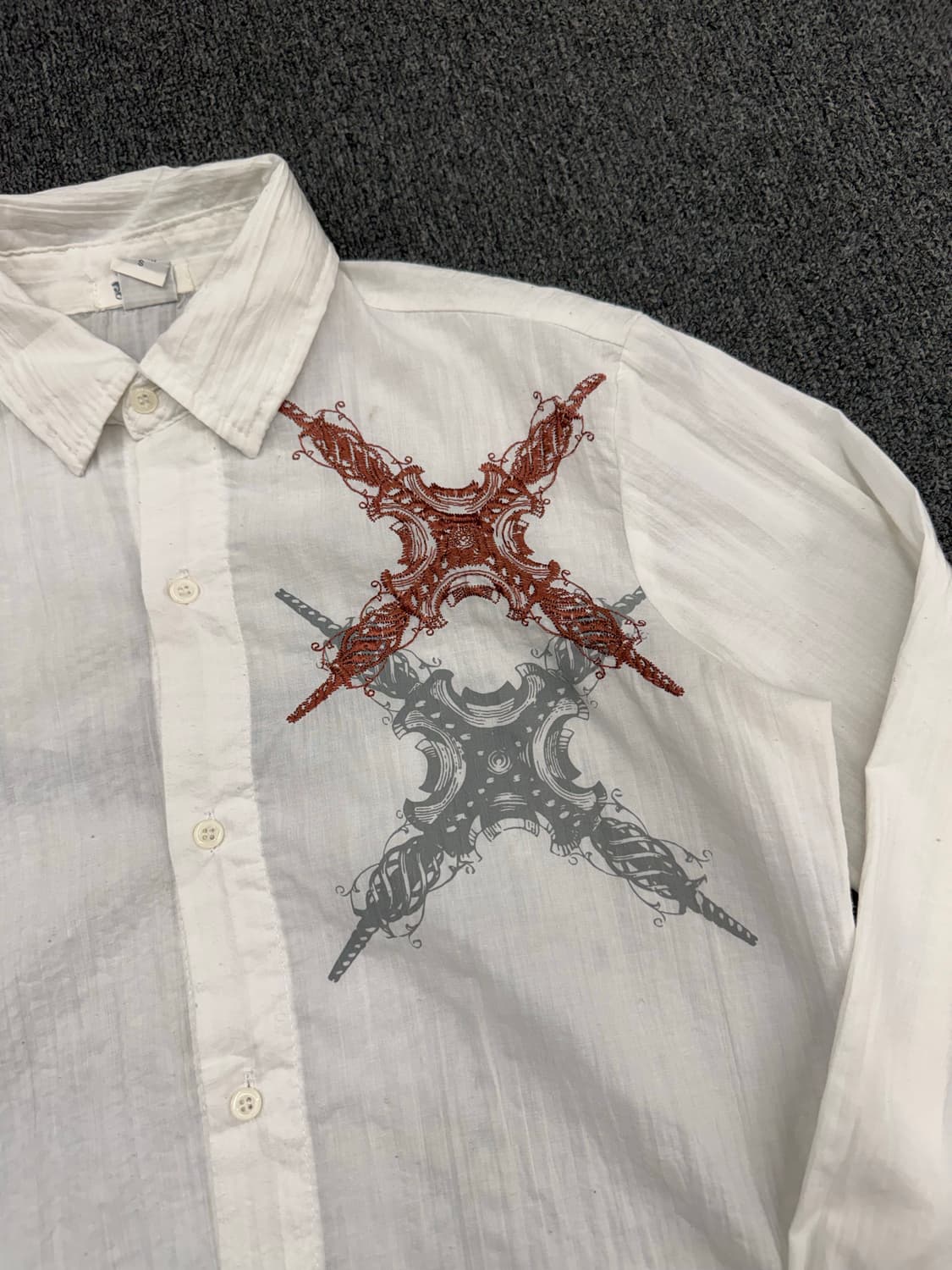 S)Pop Icon 빈티지 자수 프린팅 긴팔셔츠 상품이미지2