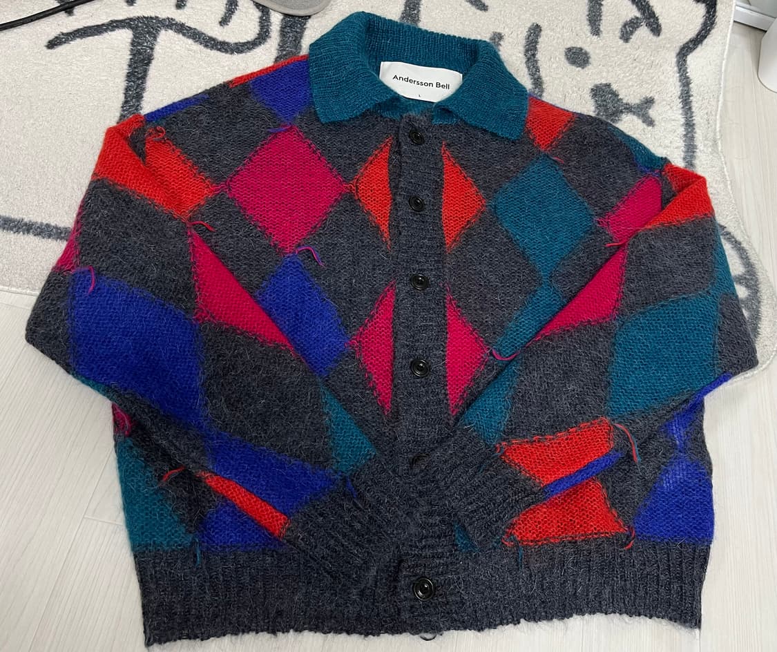 앤더슨벨 모헤어 아가일 가디건 L 상품이미지8