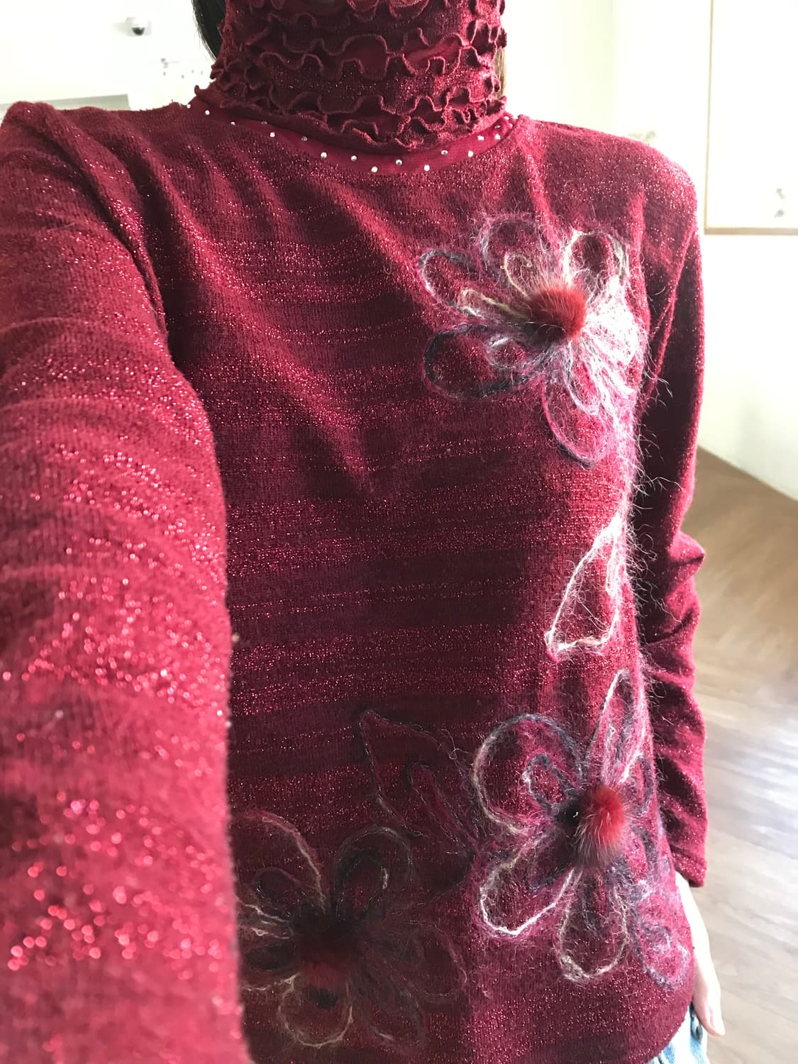 vintage pearl pom pom pattern top 상품이미지5