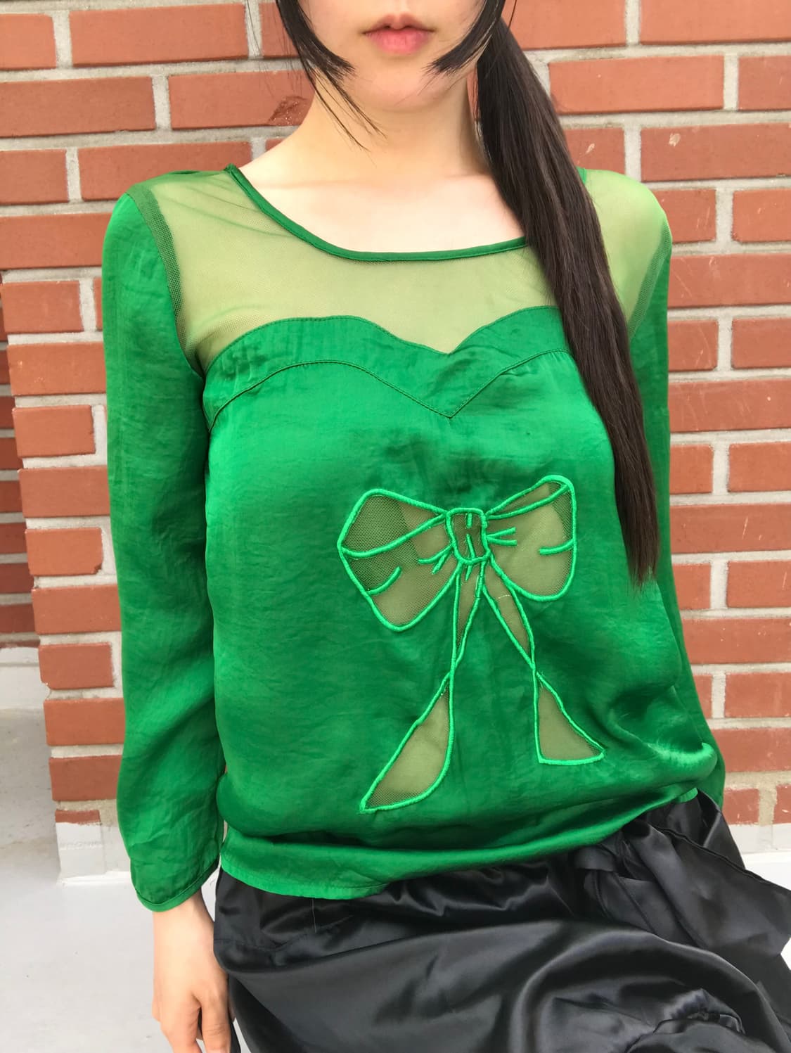  vintage green ribbon top 상품이미지5
