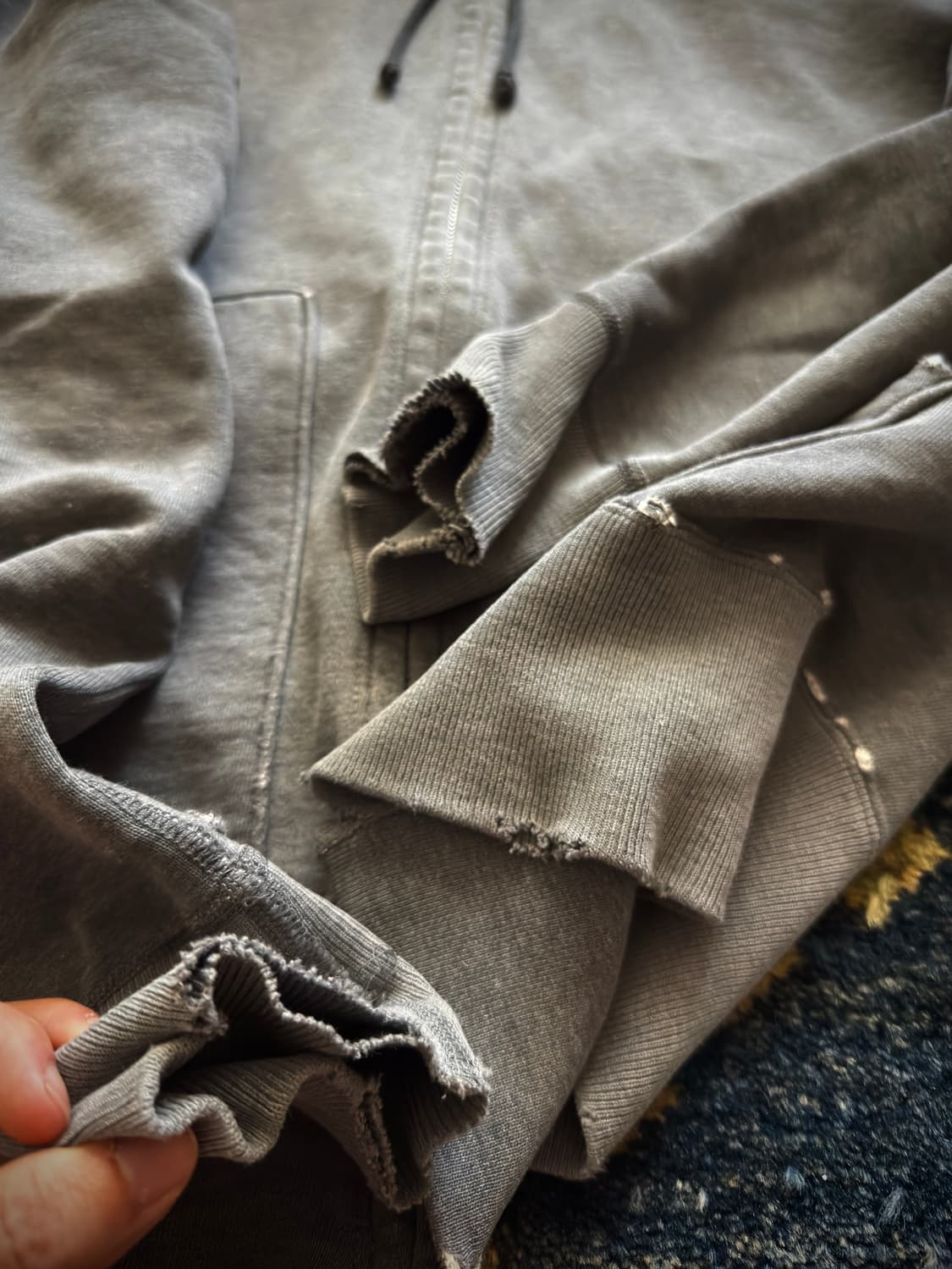 Two moon destroyed Dark gery Hood zip-up 상품이미지4