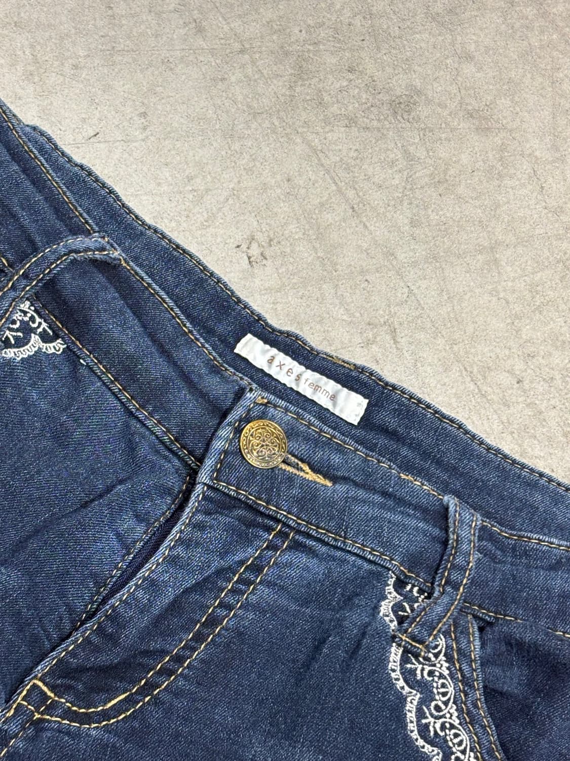 엑시즈팜 빈티지 레이스 디테일 데님팬츠 상품이미지6