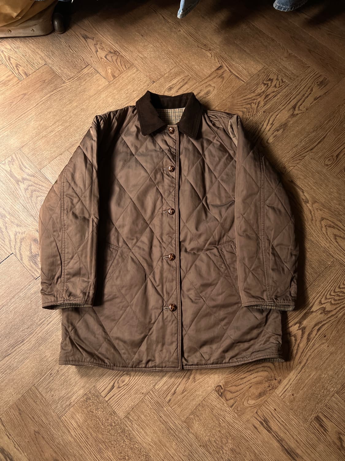 [M]USA 빈티지 베이지 하운드투스 체크 리버시블 자켓 상품이미지2