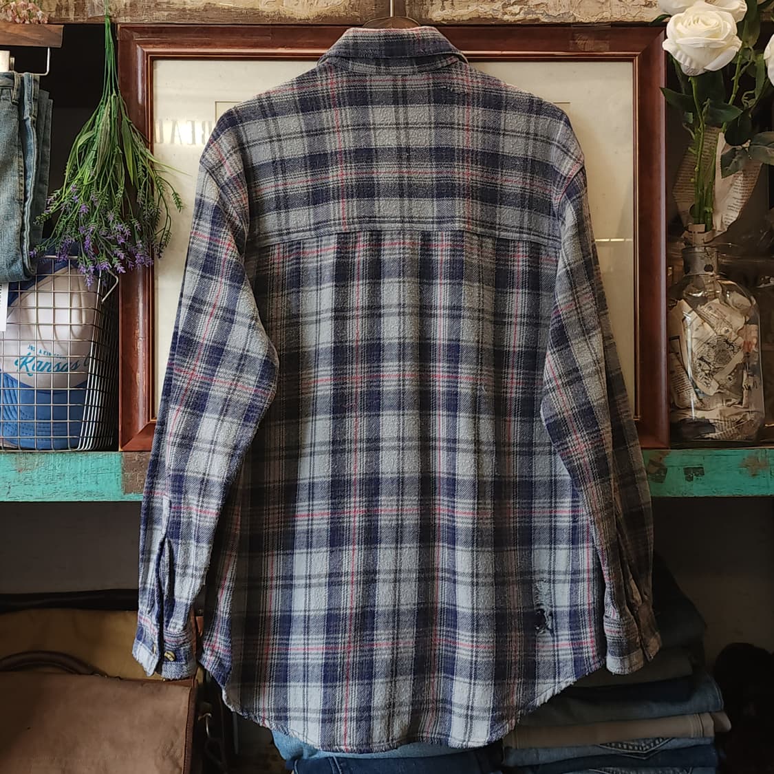 90s 아메리칸 빈티지 체크셔츠 헤비 플란넬 워크셔츠 빅체크 상품이미지3