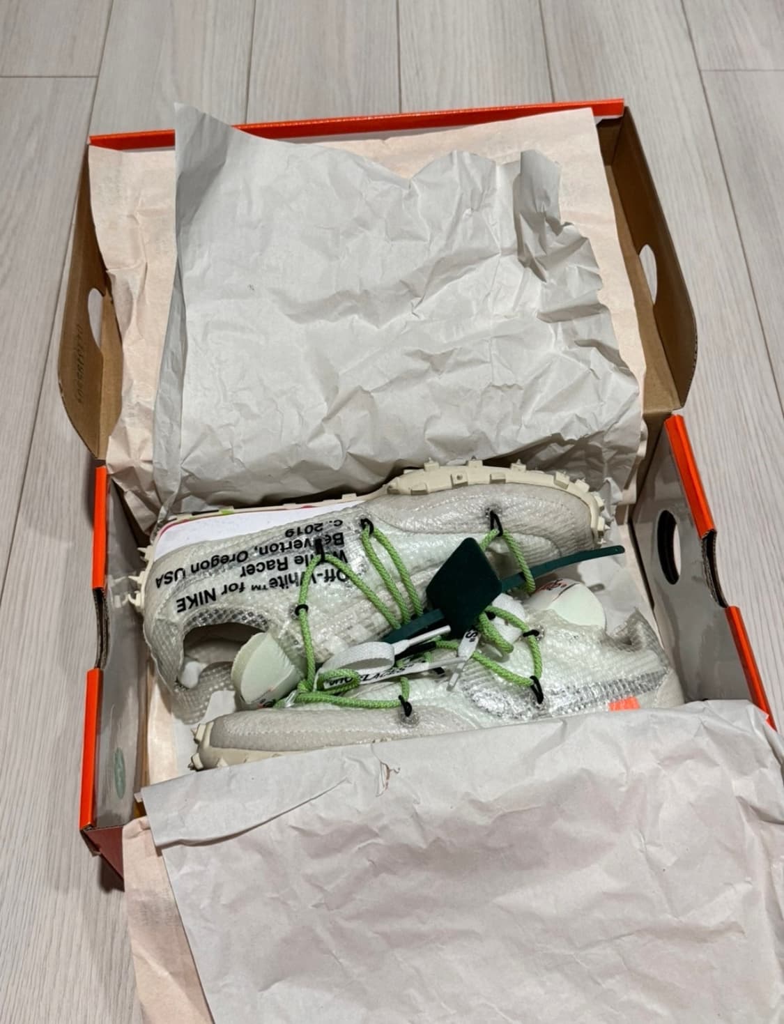 (W) 나이키 x 오프화이트 와플 레이서 화이트 225 상품이미지5