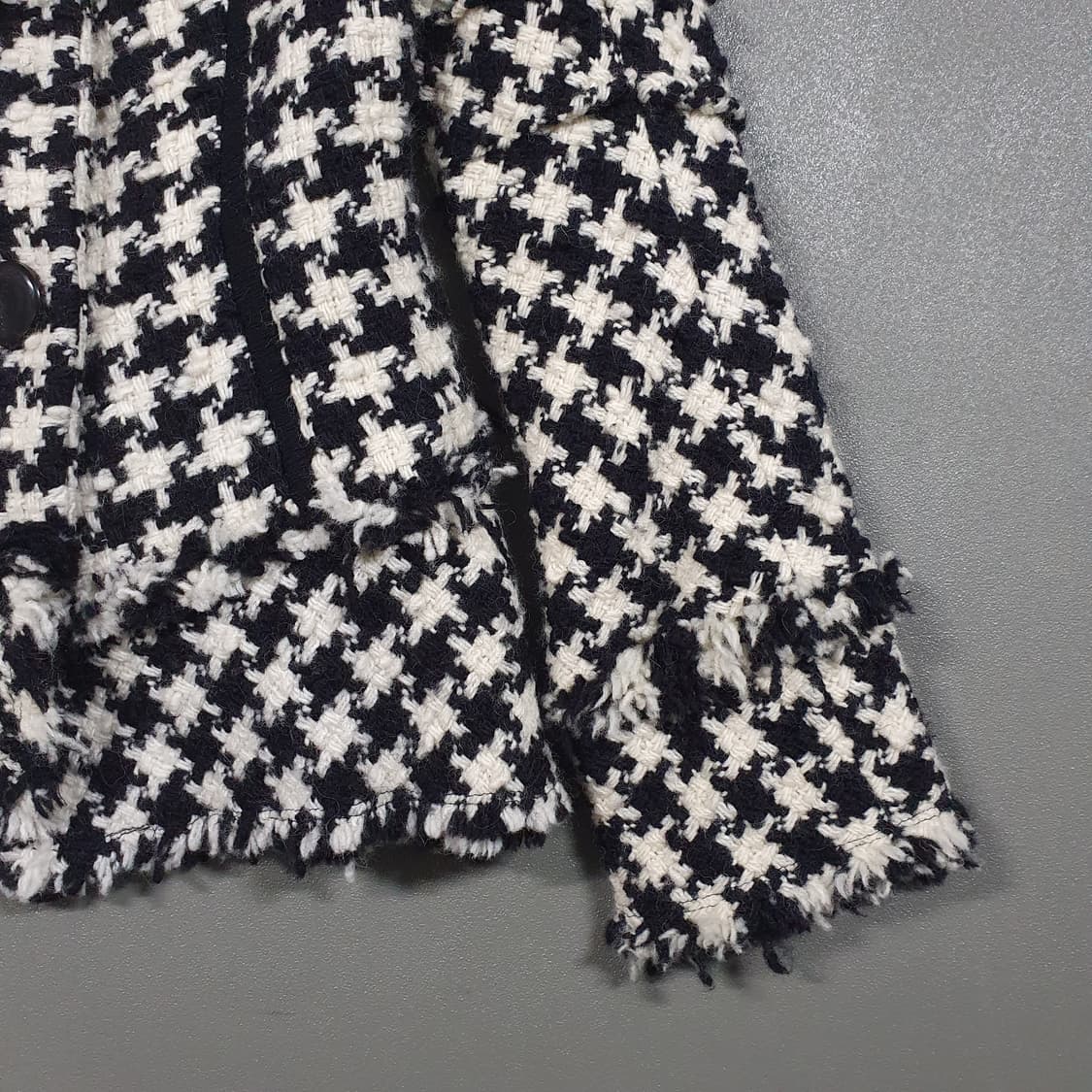 TIME 타임 한섬 라운드체크 넥 디테일 트위드 자켓 버튼 코트 S 상품이미지3