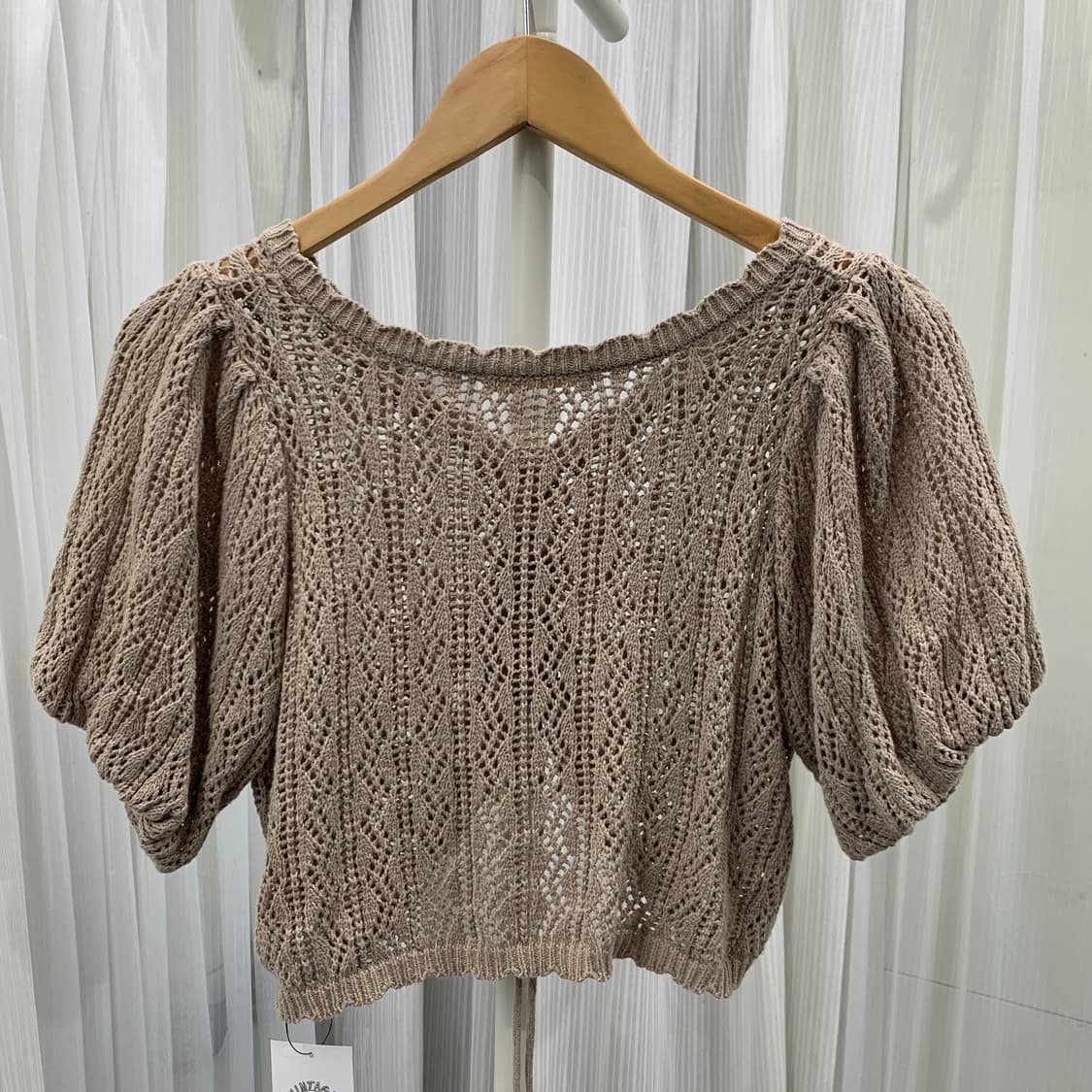 일본 빈티지 ems 셔링 스트링 퍼프 반팔 니트 1675 상품이미지3