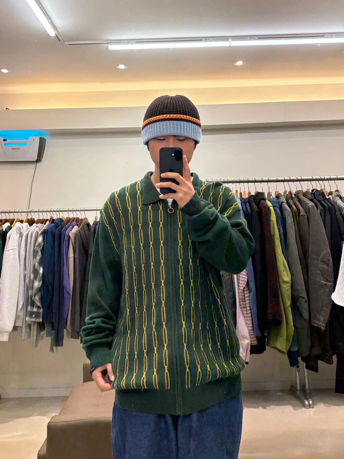 디스이즈네버댓 골드 체인 패턴 니트 집업 상품이미지5