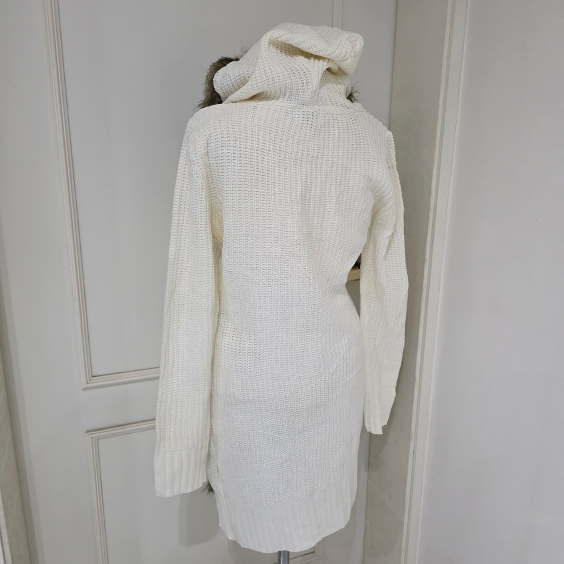 일본빈티지)오네갸루st 모리걸 대대장 모피퍼 후드롱니트가디건 상품이미지3