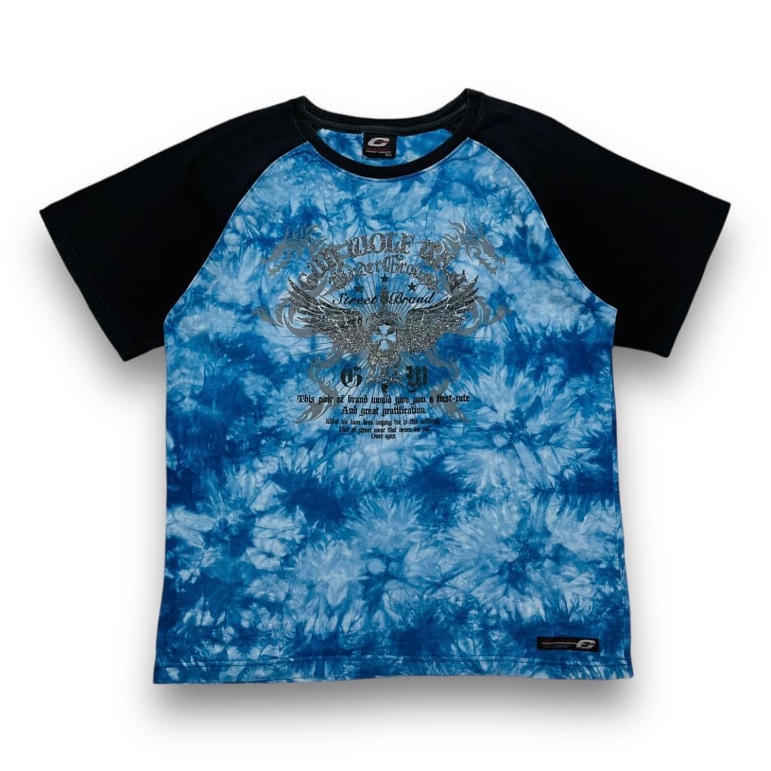 펑크 건 울프 트라이벌 블루 타이다이 반팔 티셔츠 상품이미지1