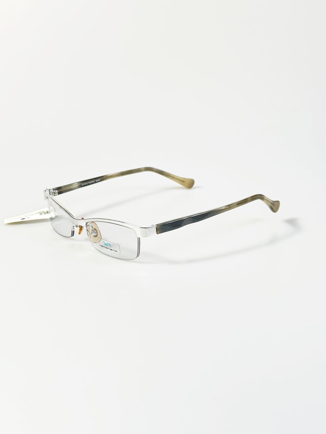 SEMONEMO 실버메탈 반무테 스퀘어 빈티지 안경 상품이미지3