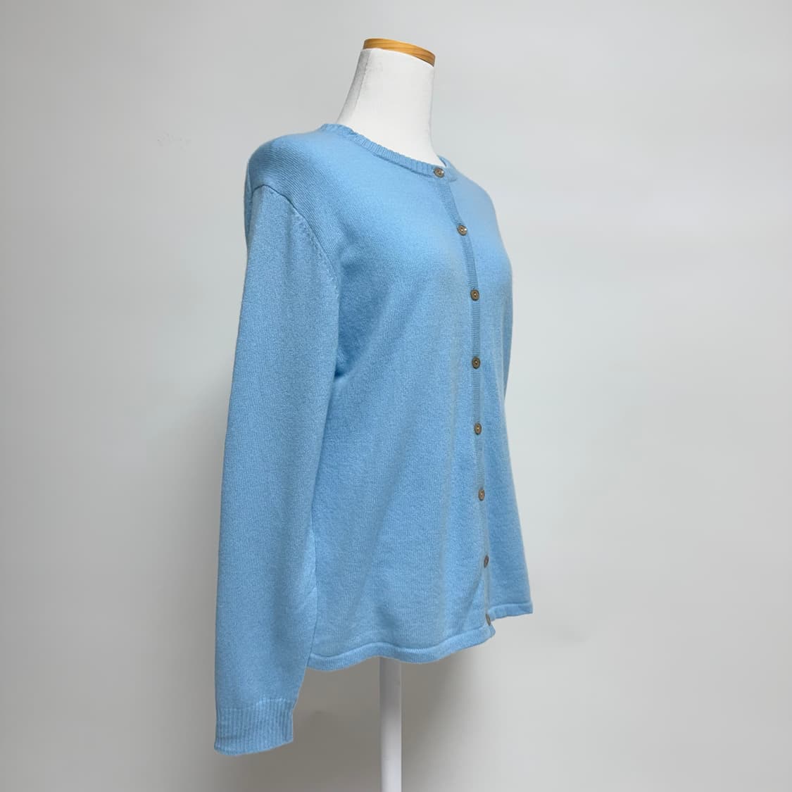 [캐시미어 100% 새상품] 하늘색 라운드 가디건 M-L 상품이미지2