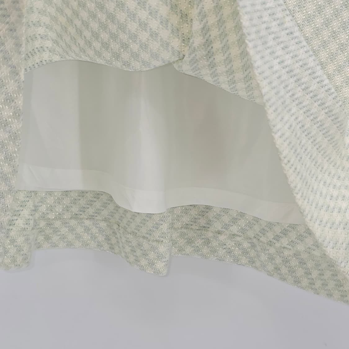 일본빈티지 라이트 블루 민트 트위드 체크 롱 스커트 26 [B50138] 상품이미지8