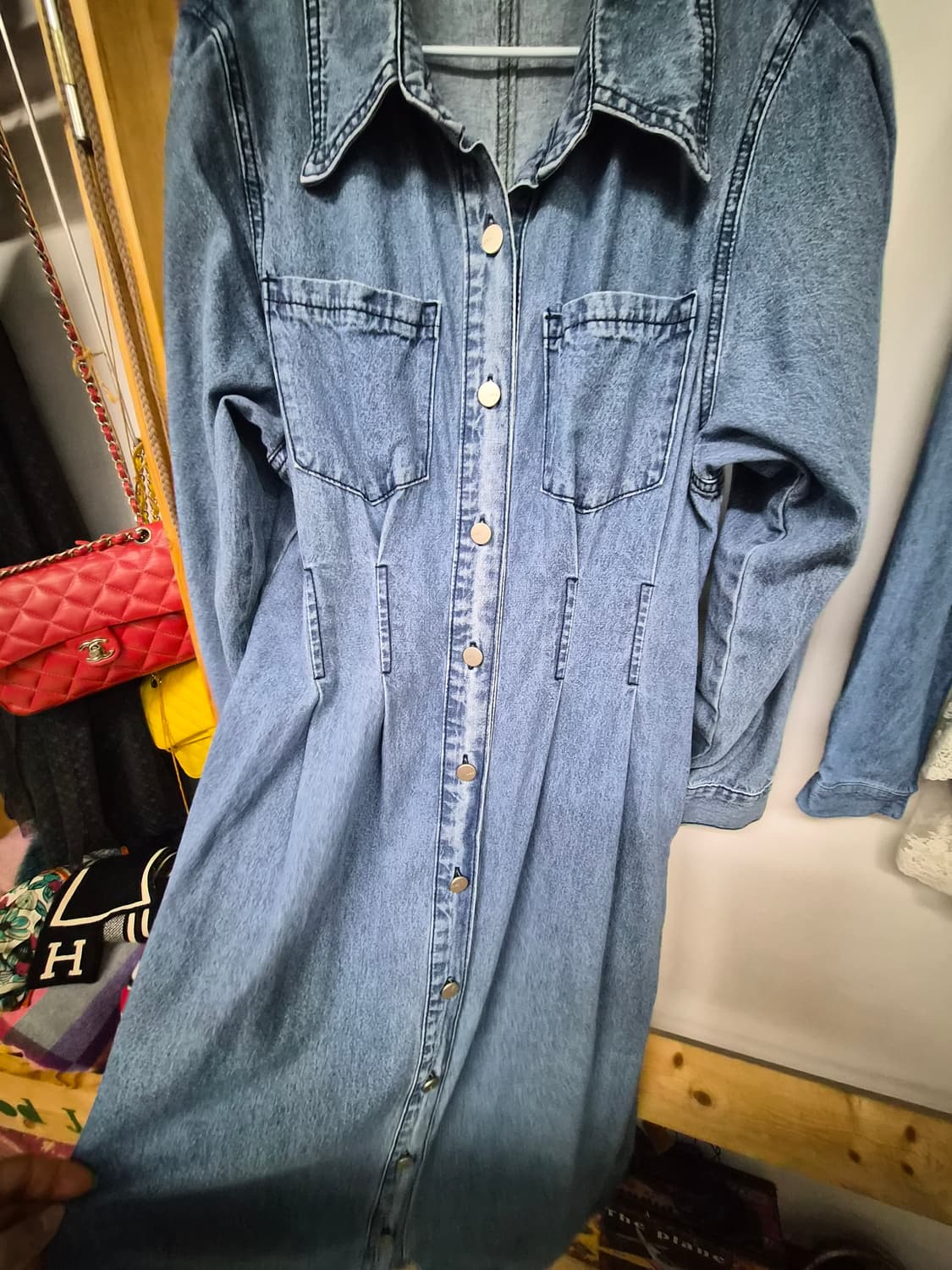 랩 벌룬 데님 롱 원피스 상품이미지6