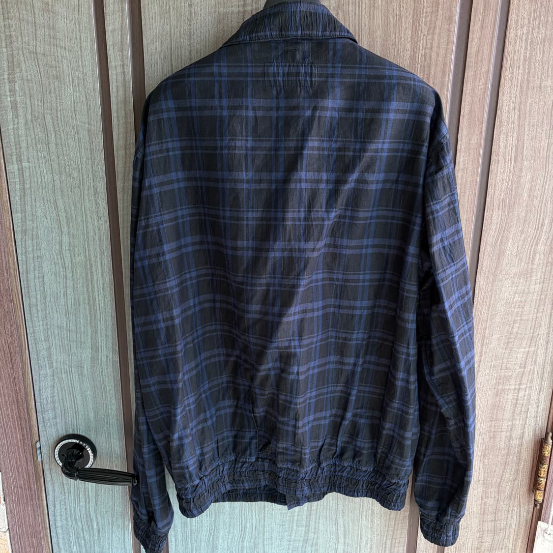 (M)이스트로그 프렌치 코치 자켓 블랙 블루 체크 상품이미지2