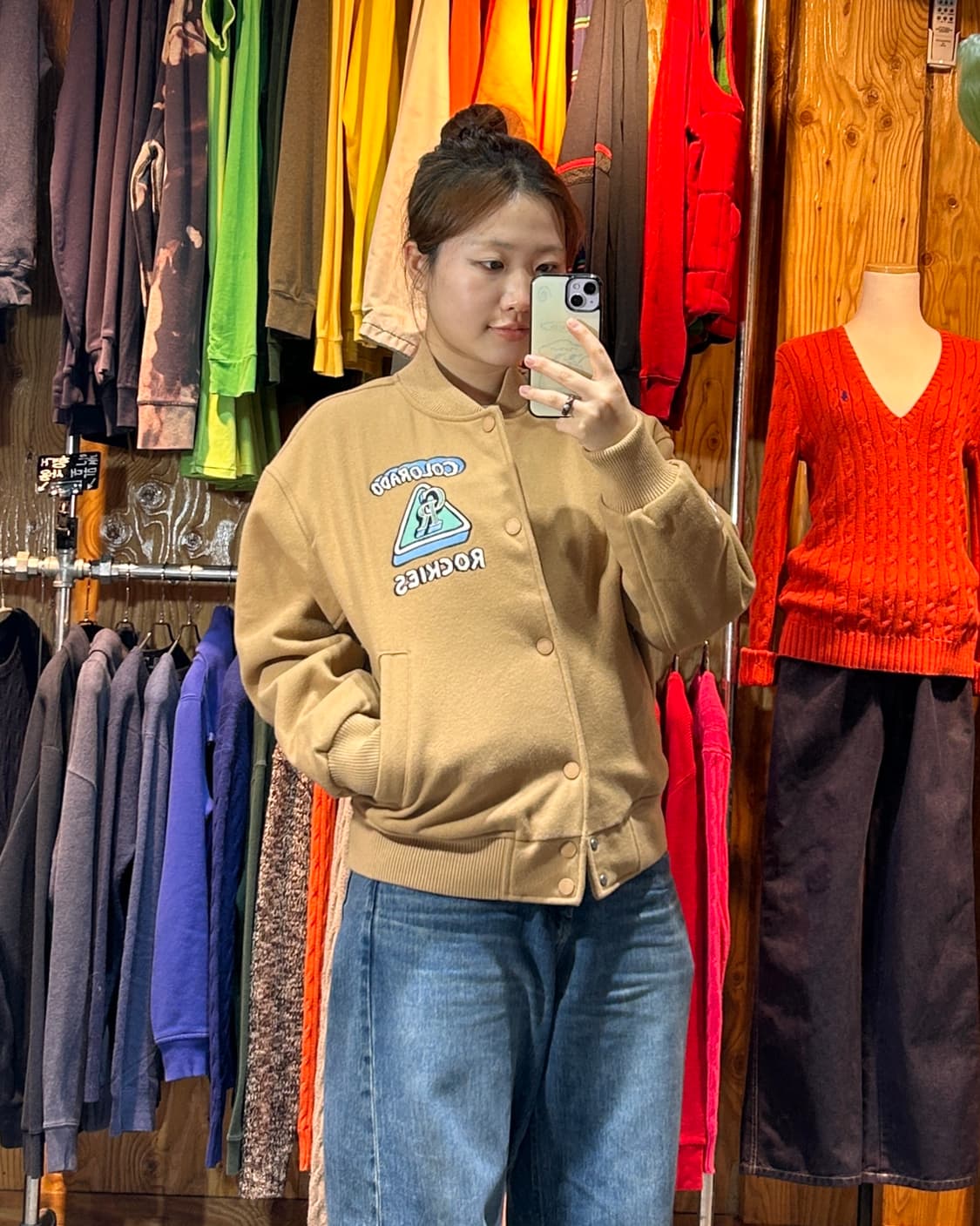 S MLB 콜로라도 로키스 베이지 바시티 자켓 상품이미지1