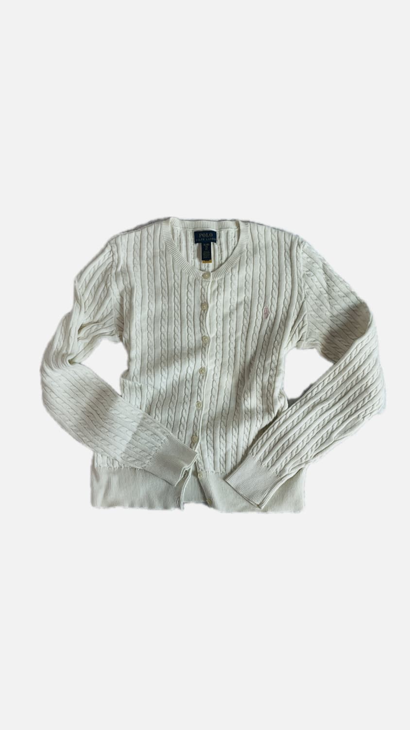 폴로 화이트 핑크로고 가디건 POLO CARDIGAN 상품이미지1