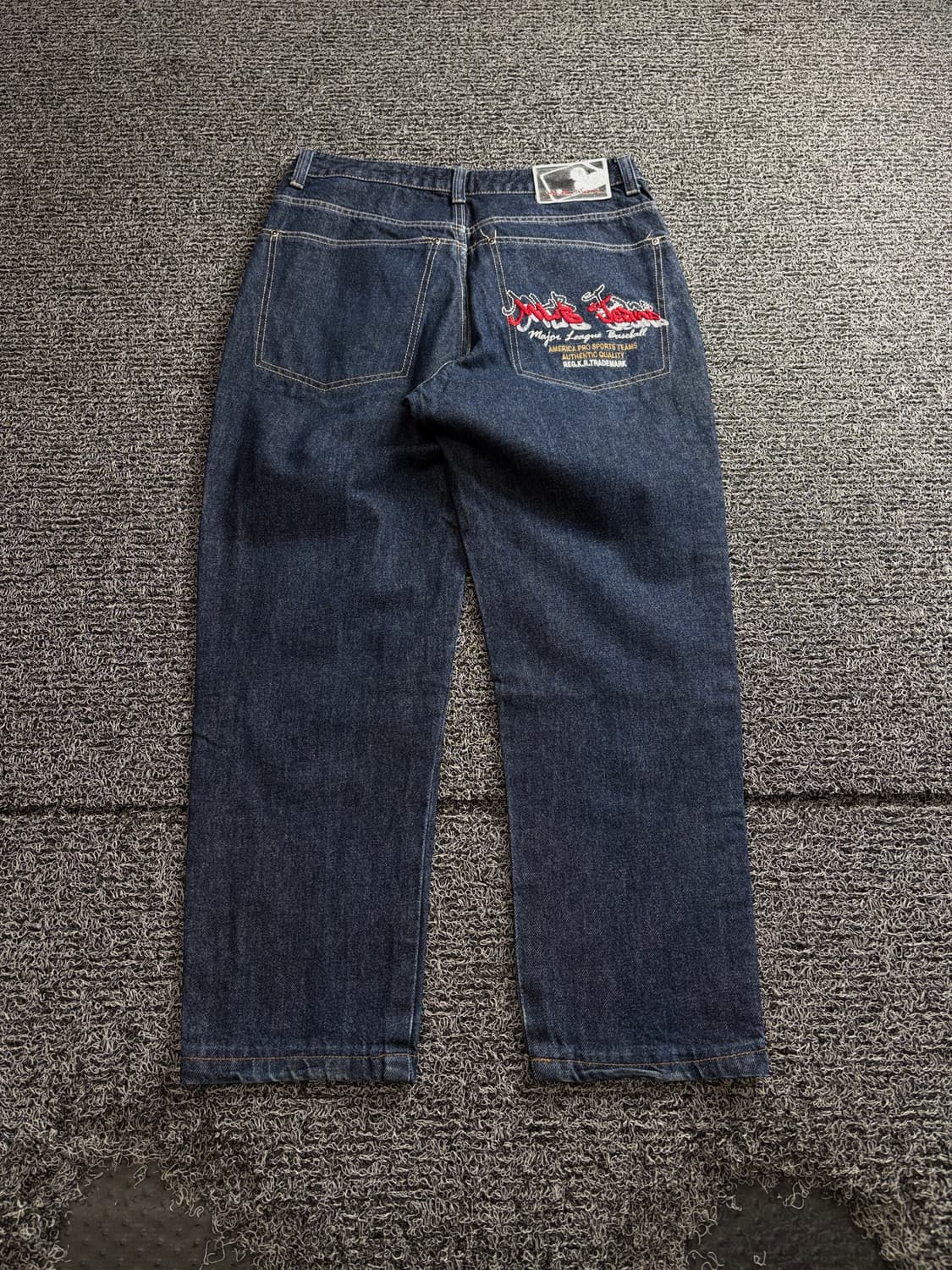 00s MLB 올드스쿨 자수 힙합 와이드 데님 팬츠 4217  상품이미지5