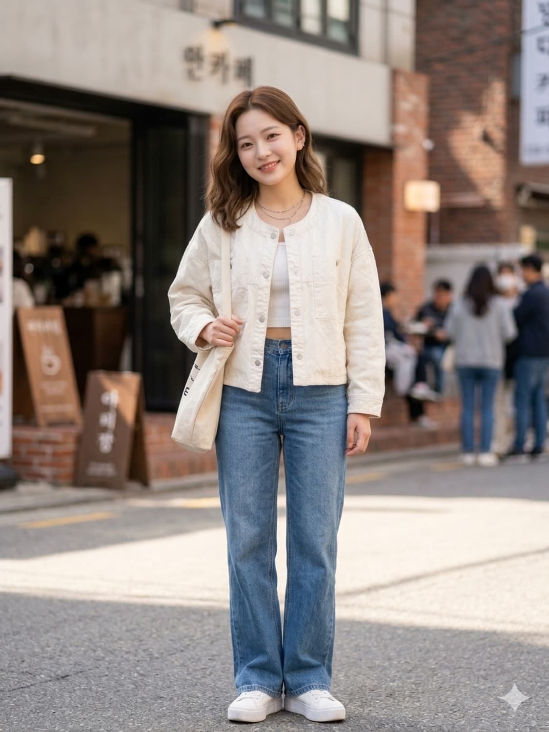 AFTERGLOW 애프터글로우 다이아 퀄팅 노카라 크롭 자켓 상품이미지1