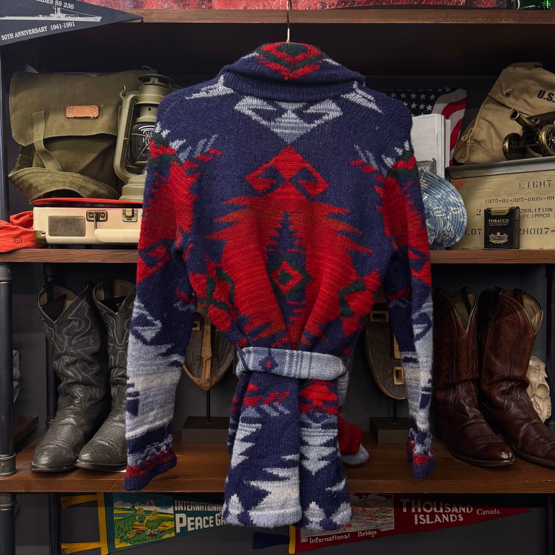 로렌 랄프로렌 by 폴로 나바호 패턴 벨티드 숄카라 니트 가디건 N45 상품이미지2