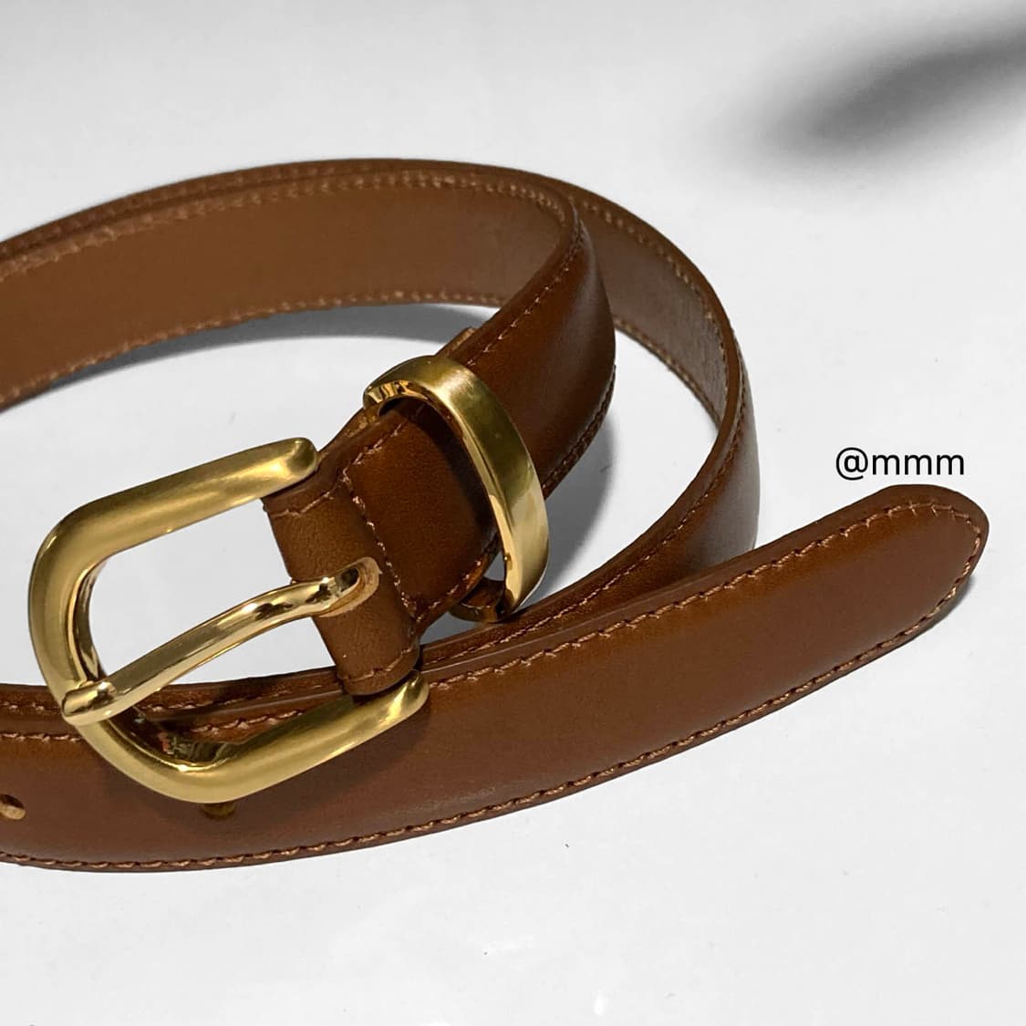 [Unisex]골드링 이태리 가죽 벨트 연브라운 상품이미지5