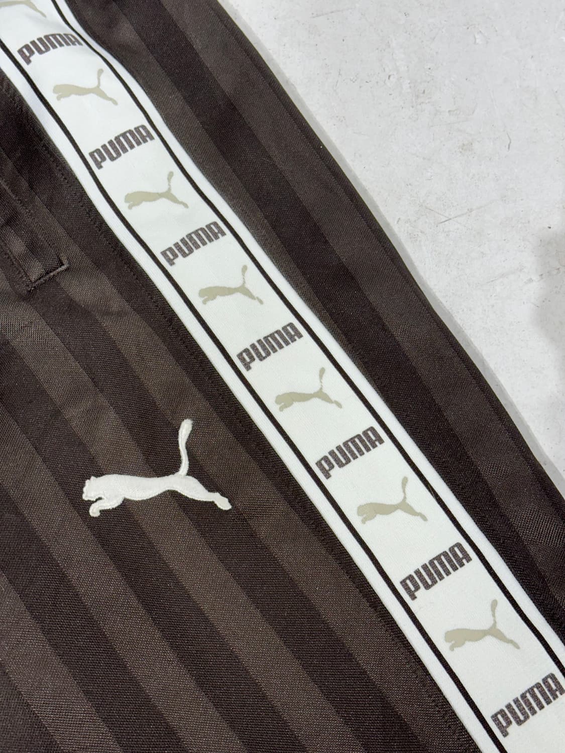 푸마 브라운 와이드 화이트 사이드 라인 추리닝 바지 트레이닝 팬츠 M 상품이미지6