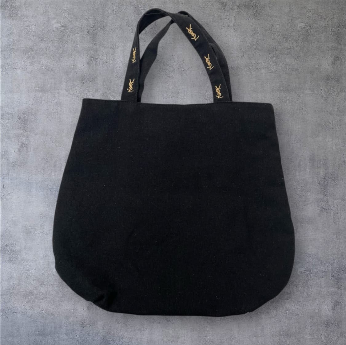 입생로랑 블랙 YSL 자수 캔버스 토트백 OS 상품이미지3