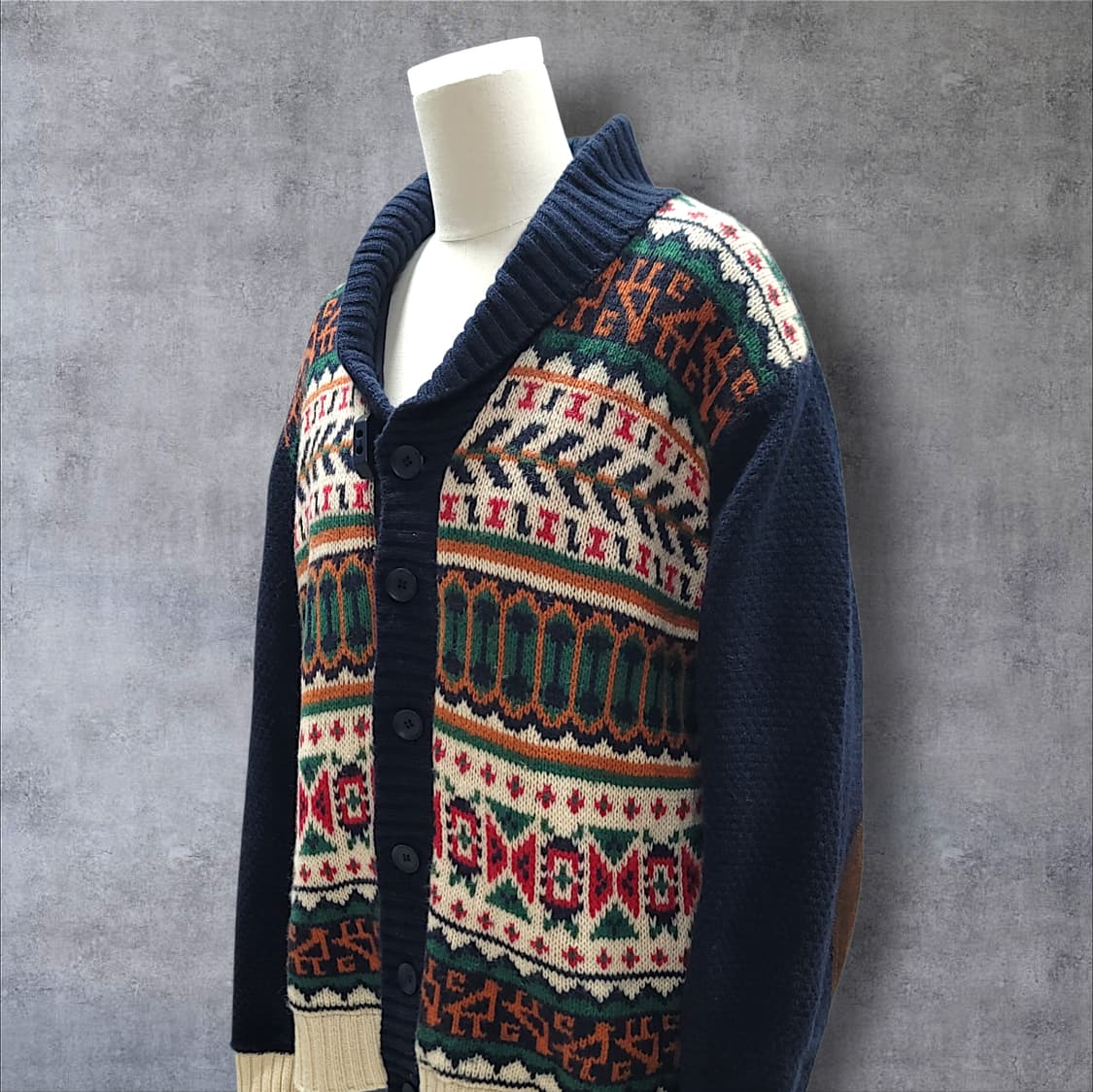 [XL] 자라 숄카라 코위찬패턴 누빔 니트 가디건 상품이미지3