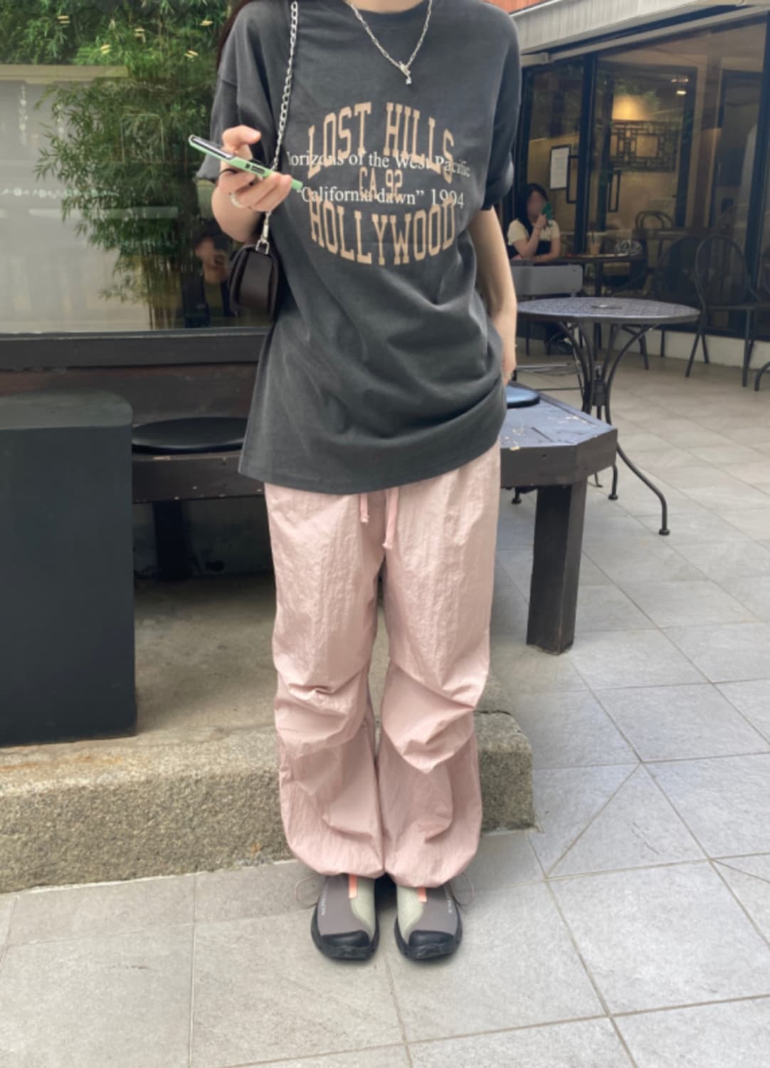 하우유 나일론 투웨이 스트링 팬츠 핑크 상품이미지3