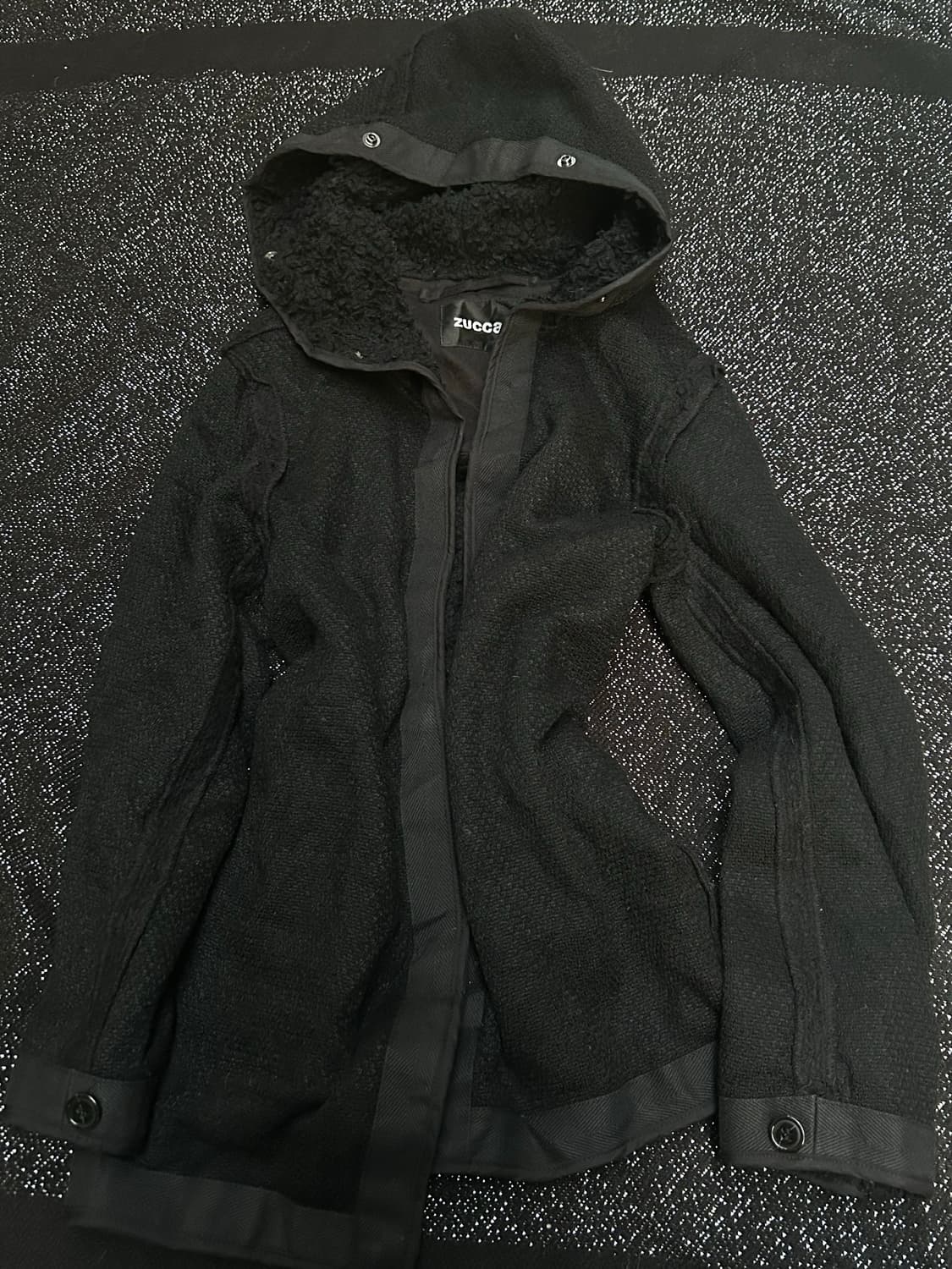 2000s zucca 블랙 버튼 하이넥 후드 자켓  상품이미지5