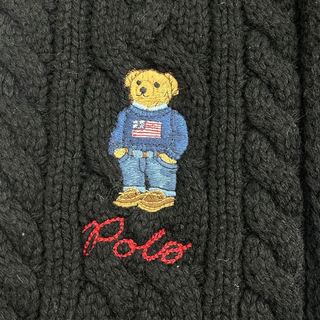 폴로랄프로렌 베어 케이블 니트 스카프 블랙 상품이미지2