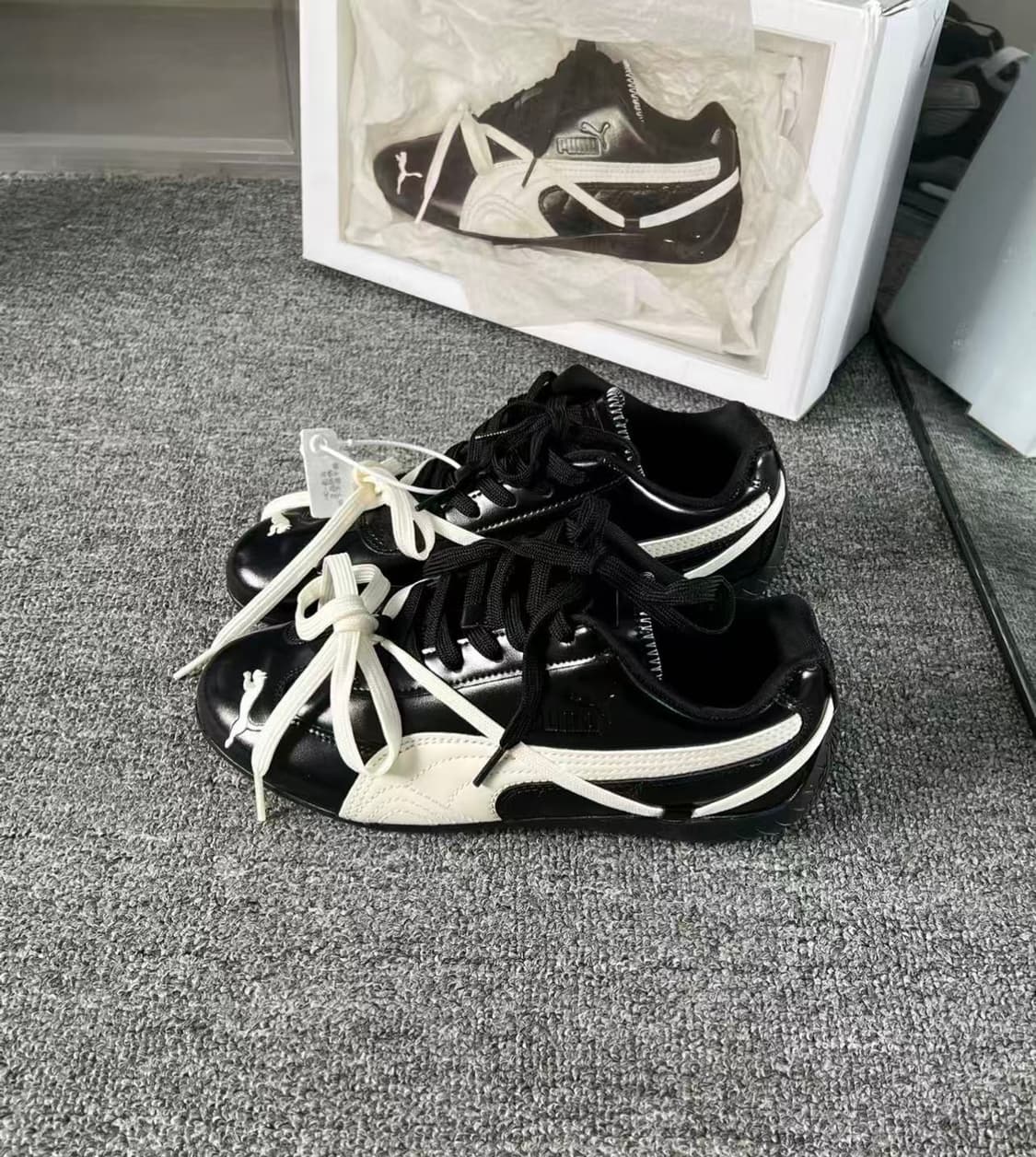 푸마 x 로제 스피드캣 PRM 블랙 웜 화이트 235mm 상품이미지5