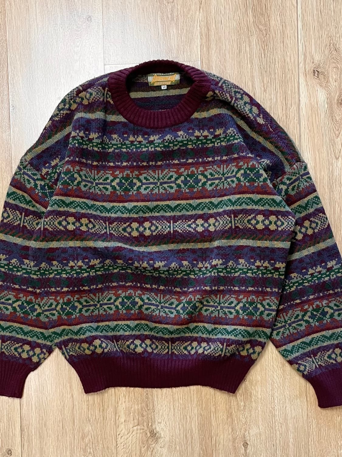 택포) Made Poland 빈티지 패턴 울 니트 스웨터 상품이미지1