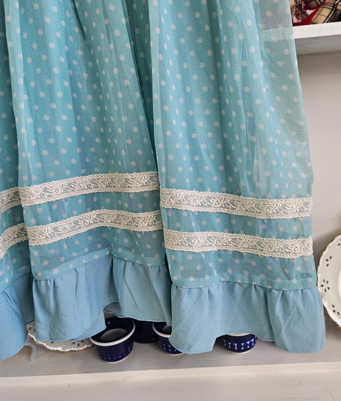 Axes Femme) 마카롱 하늘색 도트 레이스 상품이미지5