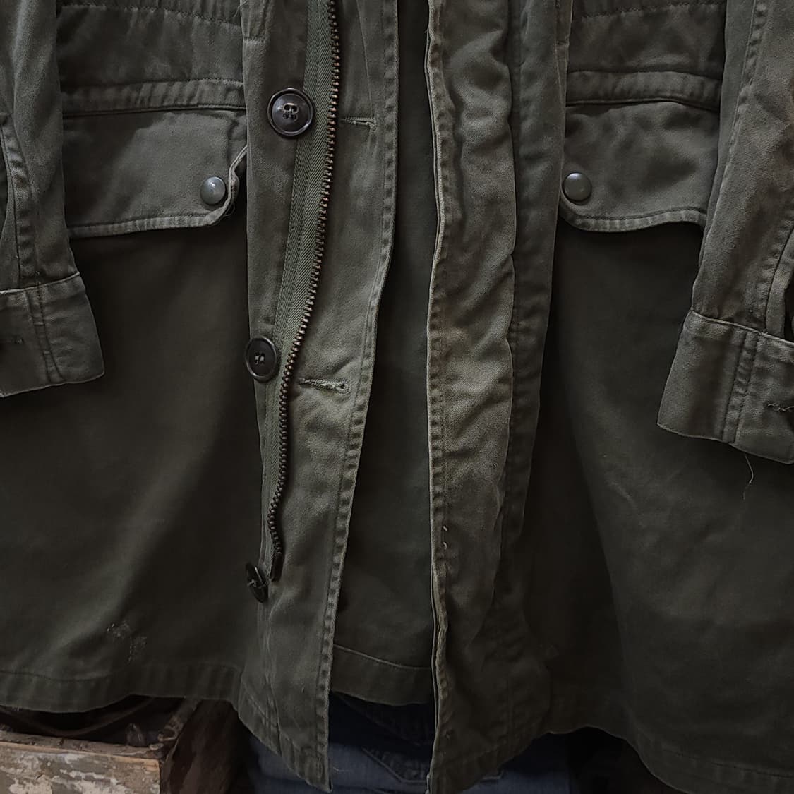 빈티지 프랑스군 m64 밀리터리 모즈파카 올리브 그린 페이딩 92C 상품이미지5