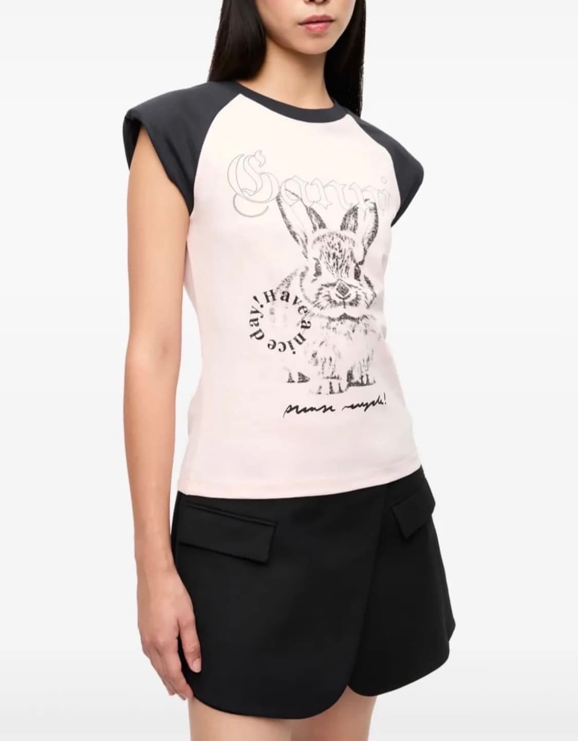 가니 SS25 버니 래글런 반팔 티셔츠 상품이미지1