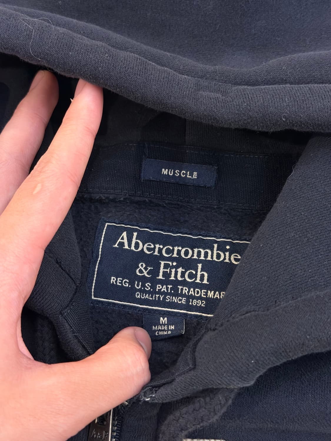 *희귀* 아베크롬비 아치로고 후드집업 네이비 상품이미지2