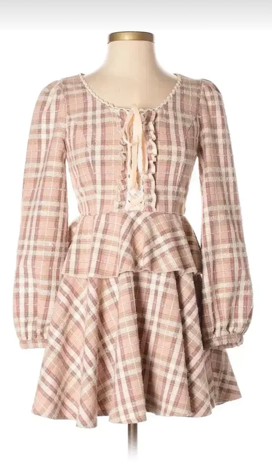 빈티지 lizlisa 리즈리사 체크 프릴 코르셋 트위드 원피스 상품이미지3