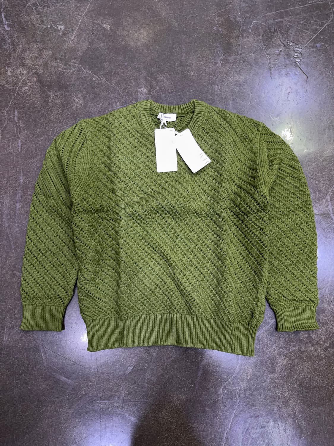 르마드 오블리크 시스루 라운드 니트 그린 2 사이즈 M 상품이미지10