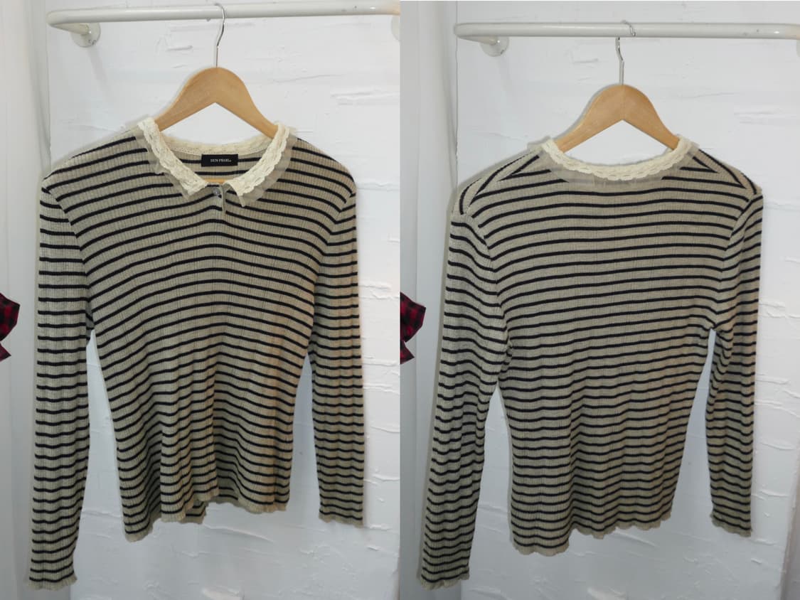 lace collar stripe knit 상품이미지3