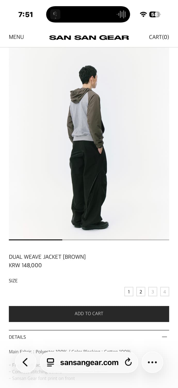 산산기어 DUAL WEAVE JACKET [BROWN] 상품이미지6