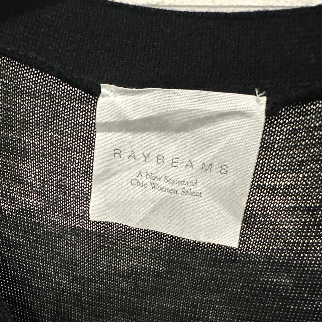 레이 빔즈 원피스 브이넥 시스루 니트 탑 쉬폰 플리츠 리본 디테일 블랙 상품이미지6