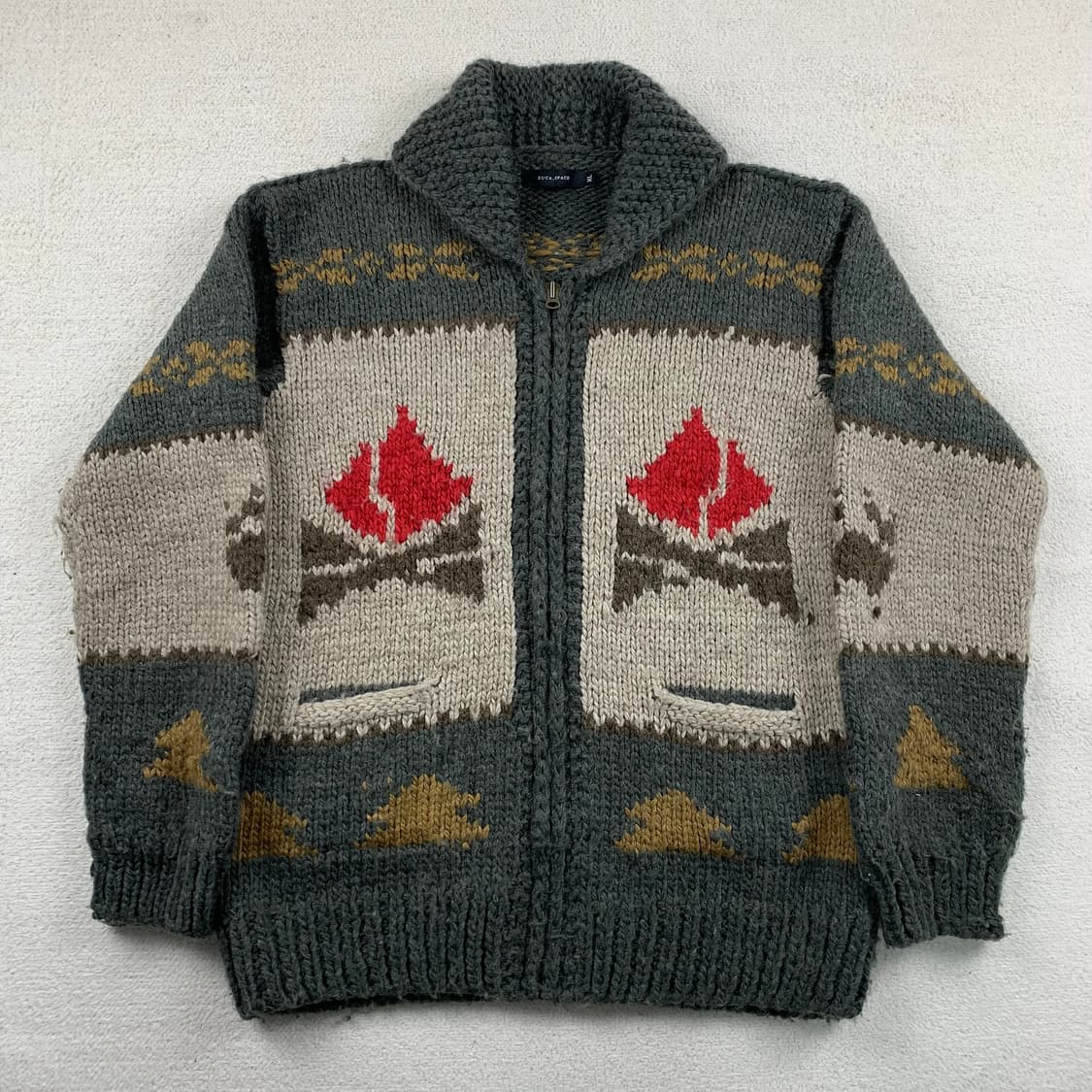 주카스페이스 빈티지 헤비울 코위찬 가디건  상품이미지1