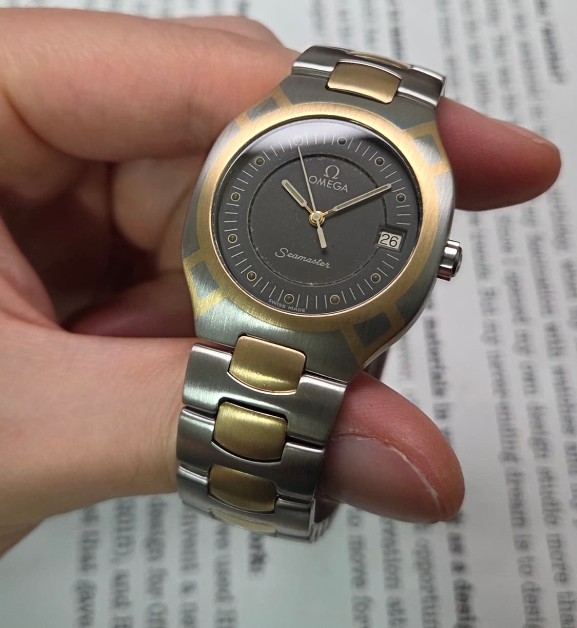 빈티지 오메가 씨마스터 폴라리스 최상위 18K콤비 흑판 브레이슬릿 ver 상품이미지5